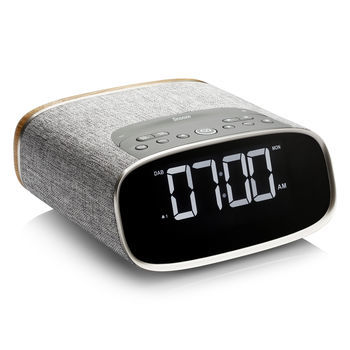 VQ Lark DAB+ Digital Clock Radio with Bluetooth - Grey & Oak | GAF Control